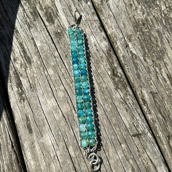 Blue apatite chain bracelet - Picture 4 of 6